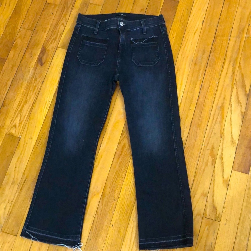 7 for all Mankind cropped high rise black jeans 26